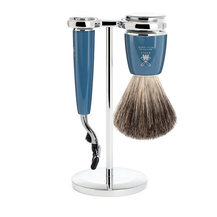 MÜHLE RYTMO Petrol Blue 3 Pc. Pure Badger / Mach3 Shaving Set