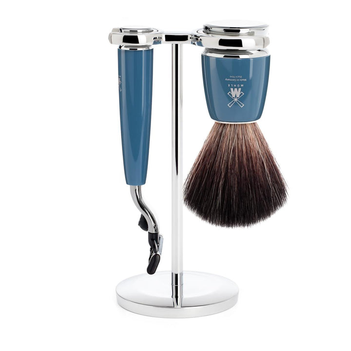 MÜHLE RYTMO Petrol Blue 3 Pc. Black Fibre / Mach3 Shaving Set